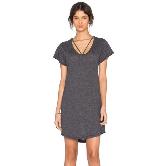 Revolve LNA Strappy Tee Dress T-shirt Cut out Short Sleeve Granite Gray Size XS - Picture 3 of 16